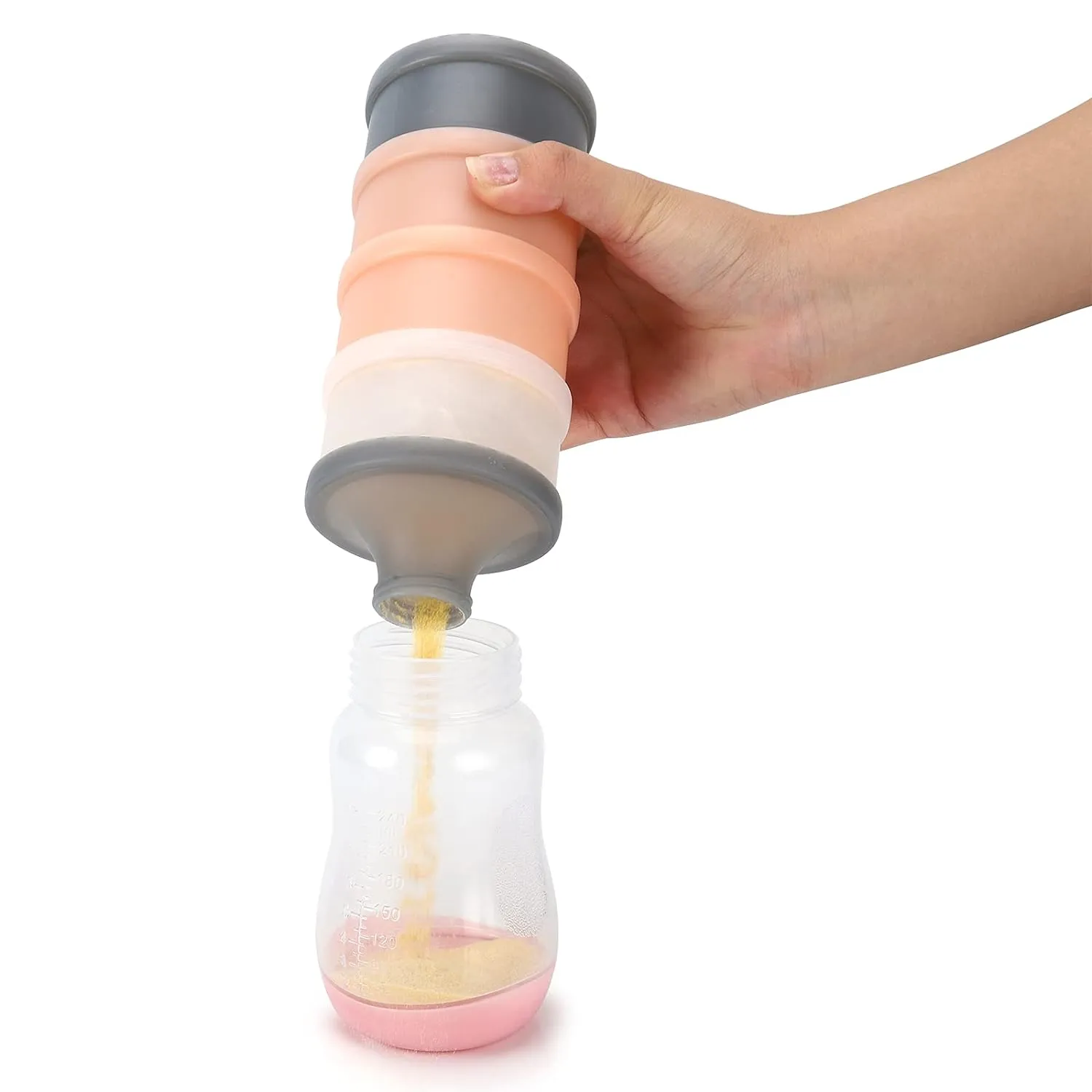 Baby Milk Formula Dispenser, Spill Proof Baby Snack Storage Container Stackable Travel Formula Container, BPA Free (Pink)