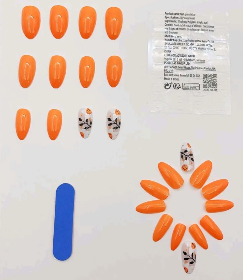 Beauty - Nails - orange floral