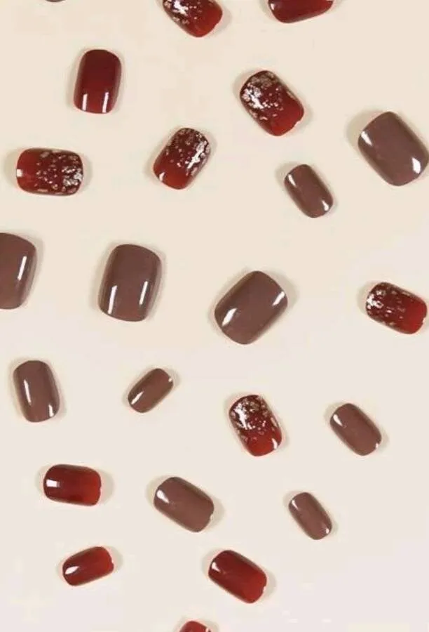 Beauty - Nails - short - brown square