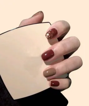 Beauty - Nails - short - brown square