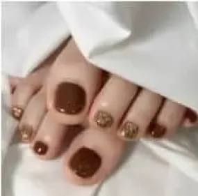 Beauty - Nails - toes - burgundy gold glitter