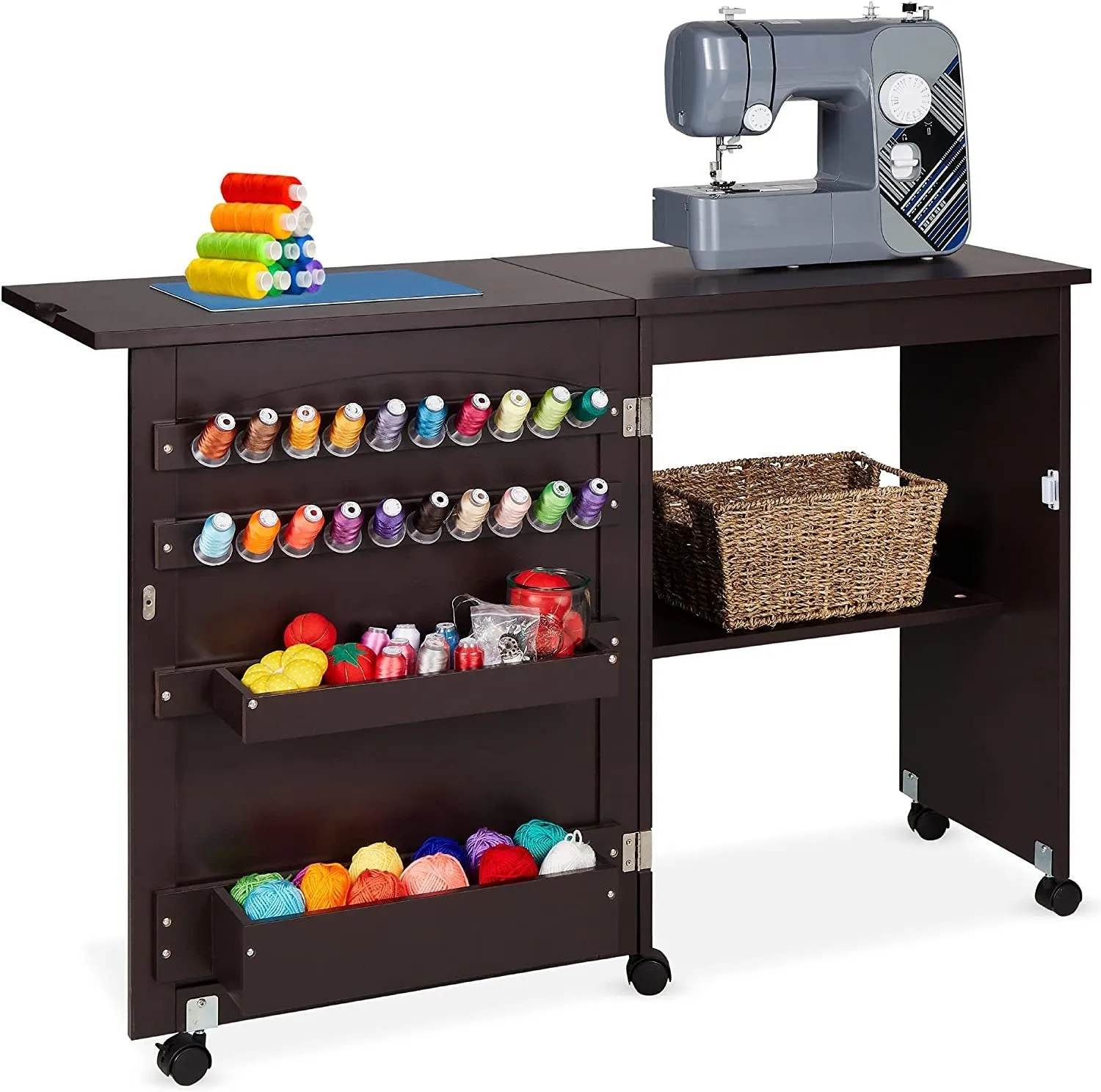 Best Choice Products Folding Sewing Table Multipurpose Craft Station & Side Desk with Compact Desig
