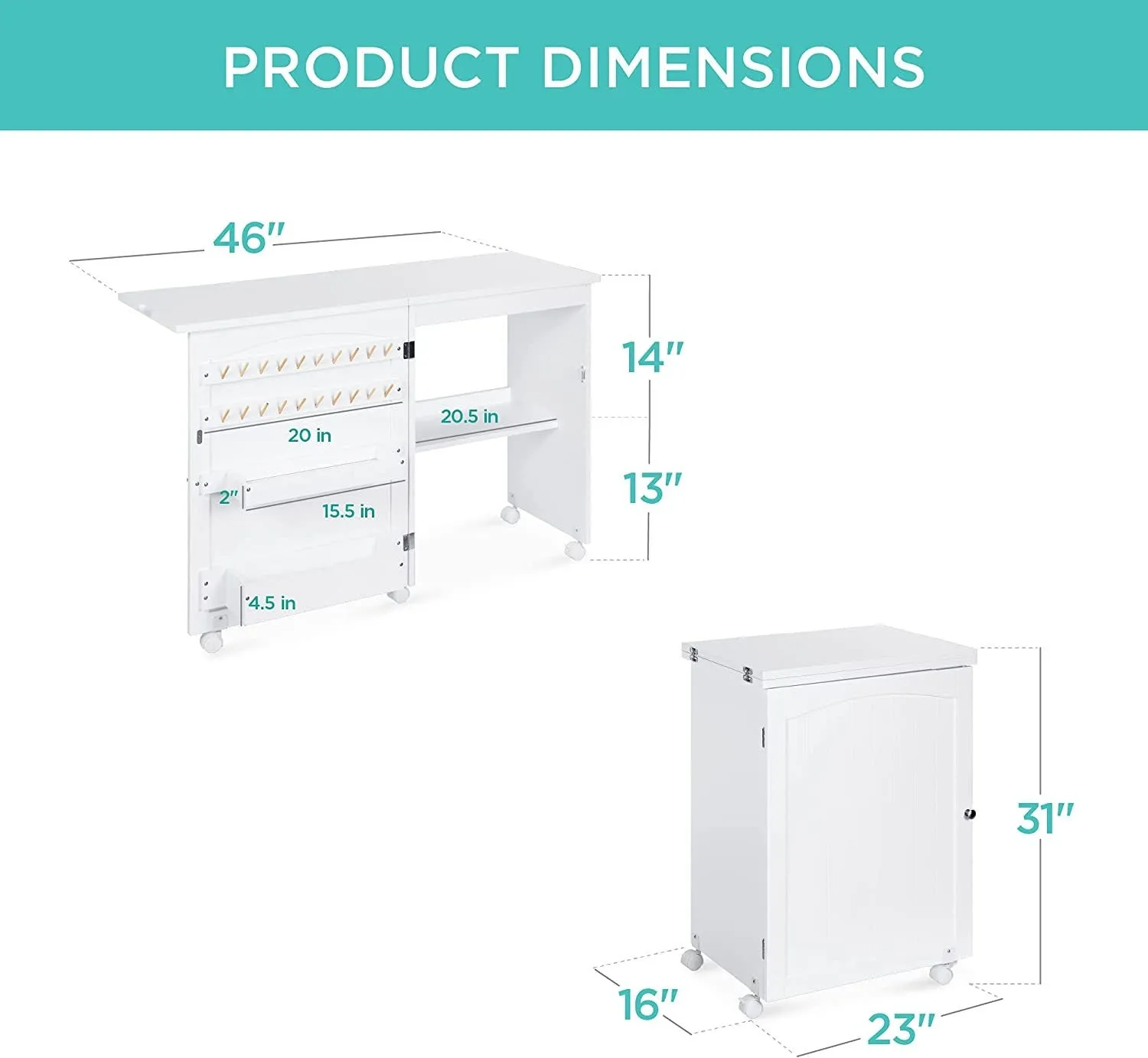 Best Choice Products Folding Sewing Table Multipurpose Craft Station & Side Desk with Compact Desig