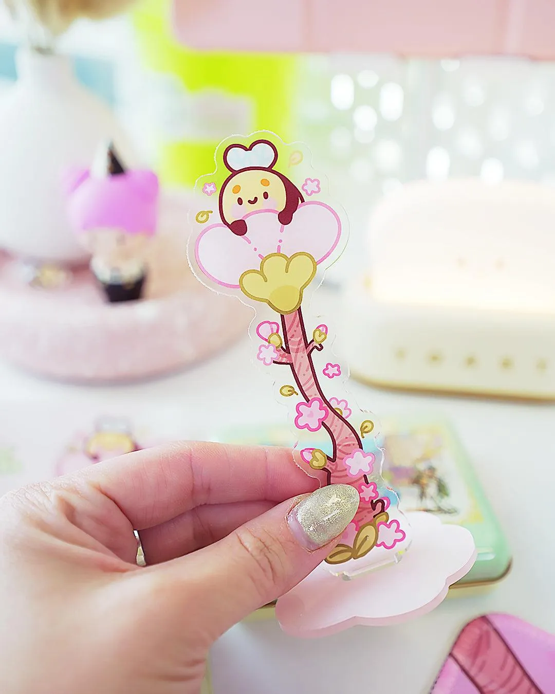 Bumblebutt Sakura Washi Tape Stand | Whimsical Desk Decor | Acrylic Washi Storage Tower