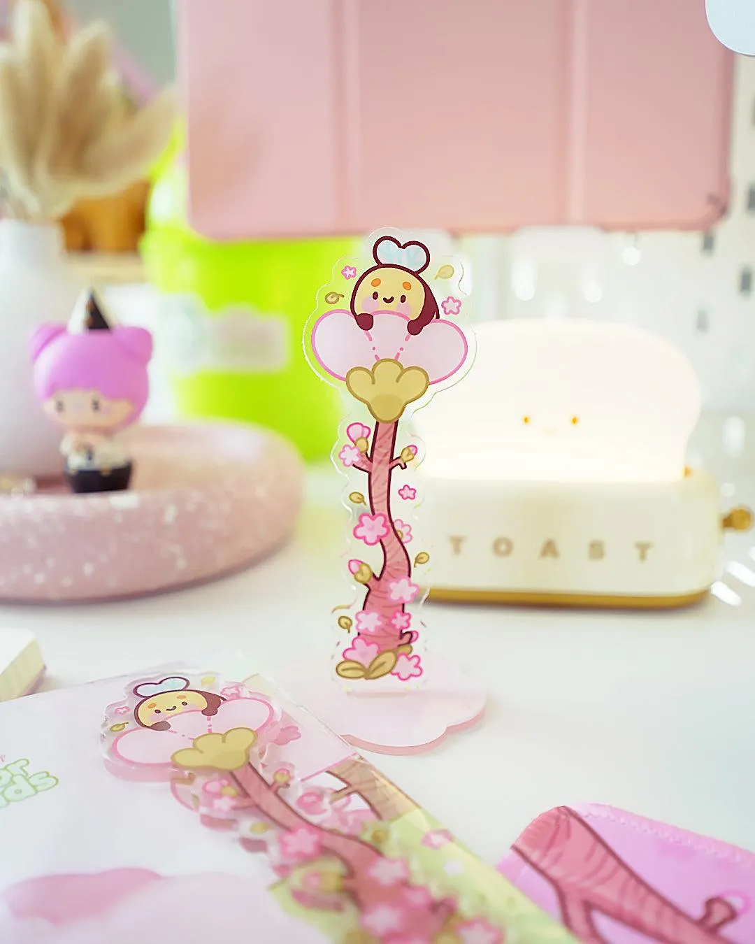 Bumblebutt Sakura Washi Tape Stand | Whimsical Desk Decor | Acrylic Washi Storage Tower
