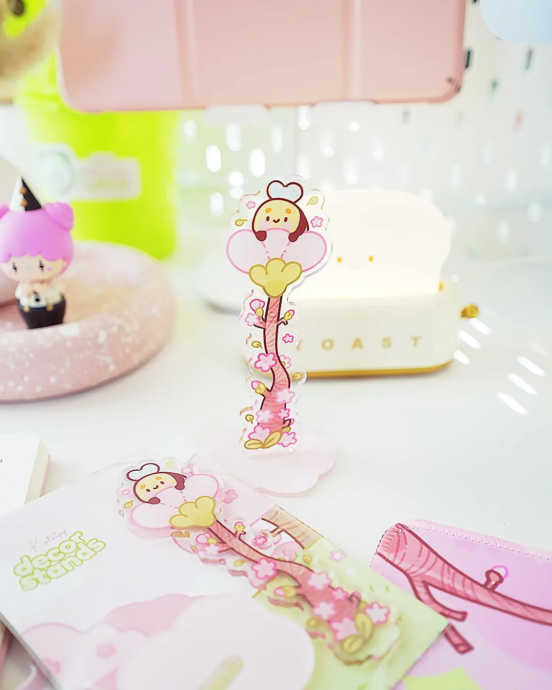Bumblebutt Sakura Washi Tape Stand | Whimsical Desk Decor | Acrylic Washi Storage Tower