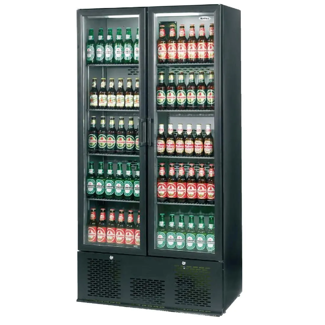 CC607 Infrico Upright Back Bar Cooler with Hinged Doors in Black ZX20