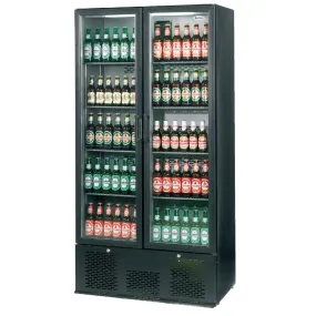 CC607 Infrico Upright Back Bar Cooler with Hinged Doors in Black ZX20