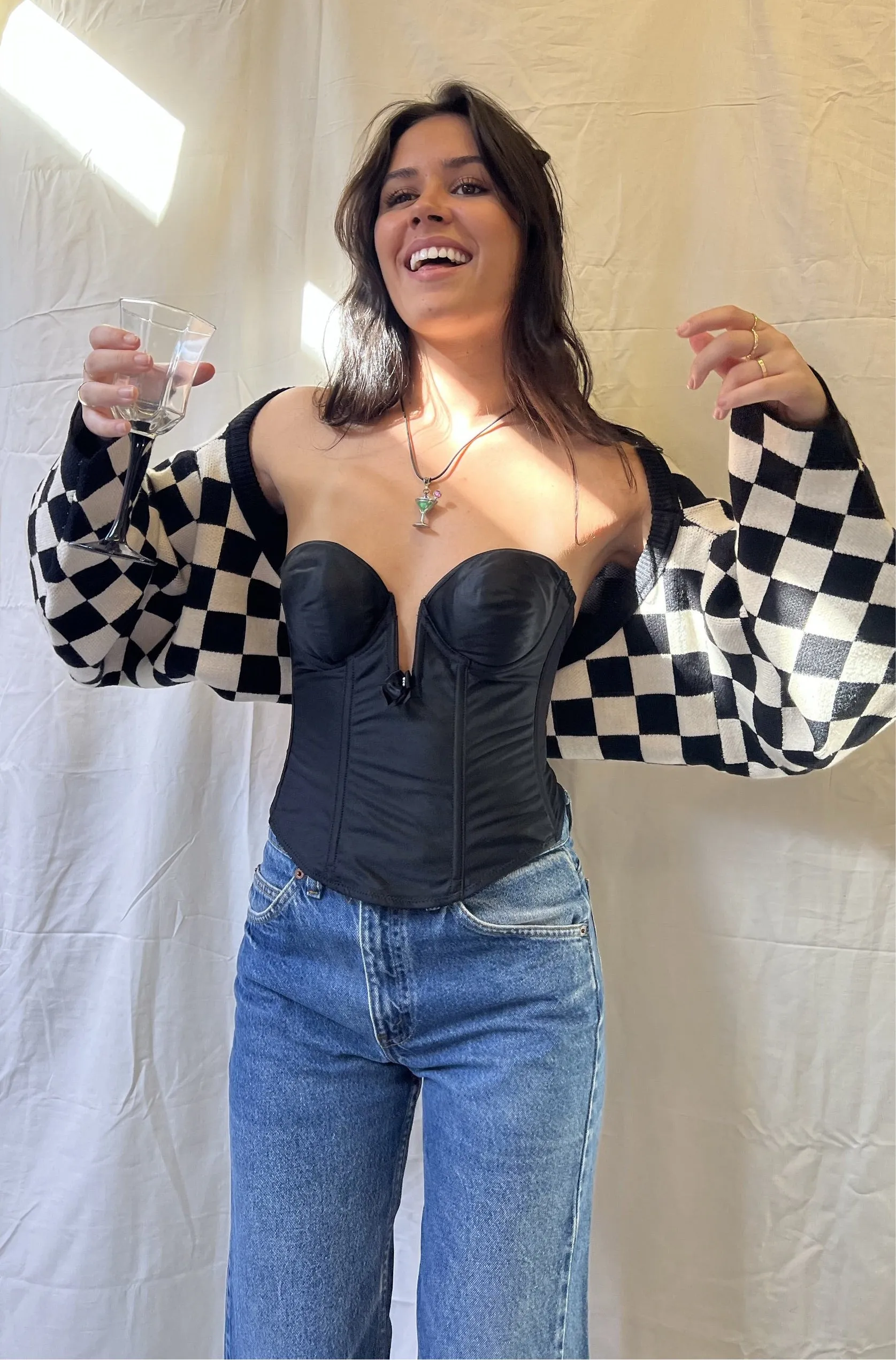 Checker Bolero Sweater