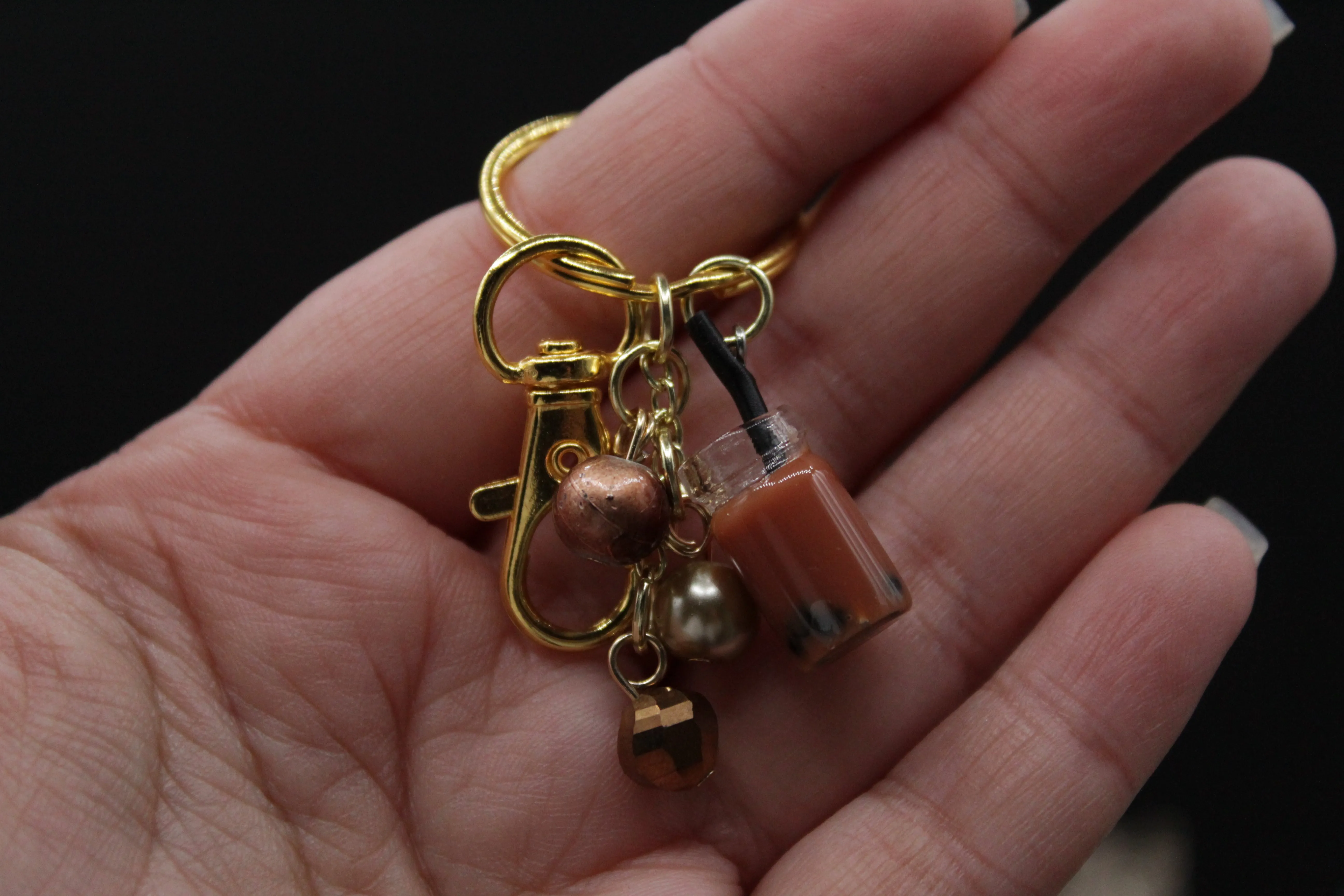 Coffee boba tea keychain
