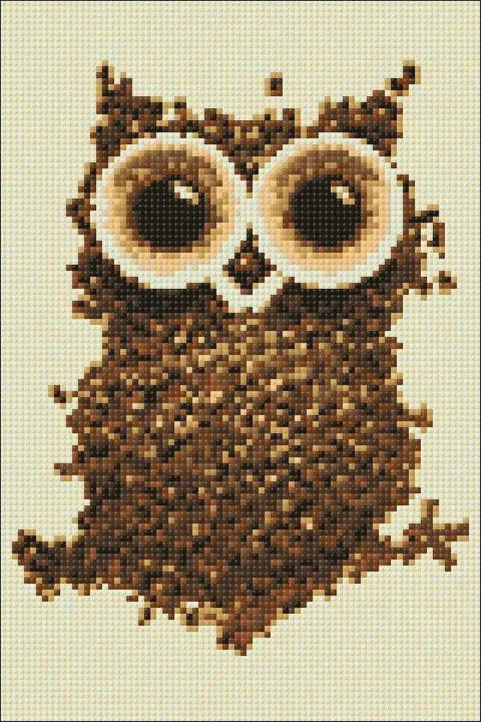 Coffee Owl WD242 7.9 x 11.8 inches Wizardi Diamond Painting Kit