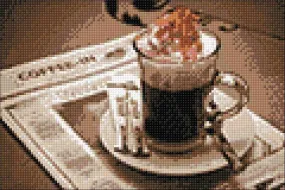 Coffee Time WD047 11.8 x 7.9 inches Wizardi Diamond Painting Kit