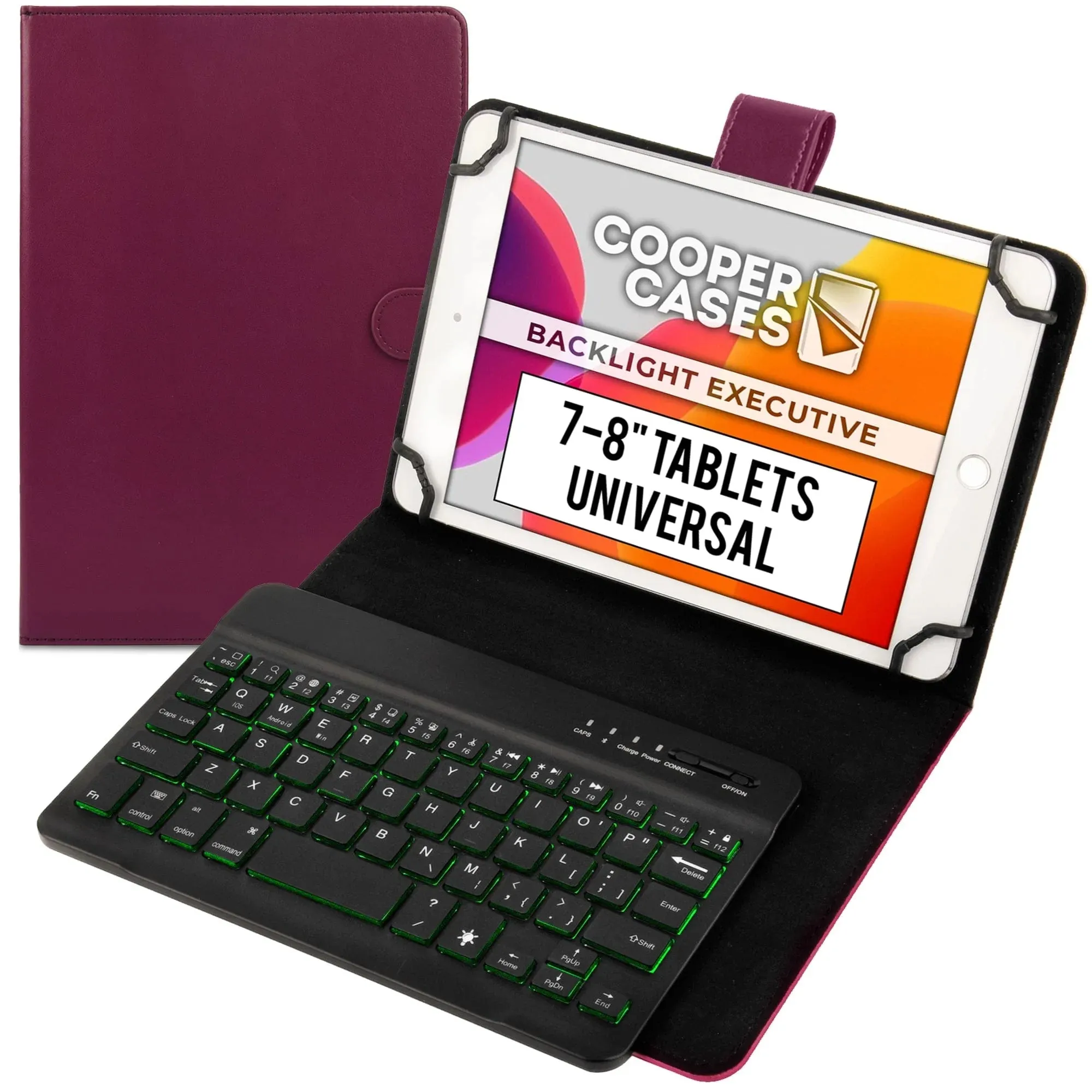 Cooper Backlight Executive Universal Bluetooth Keyboard Folio for 7-8" Tablets (with Backlit keys)