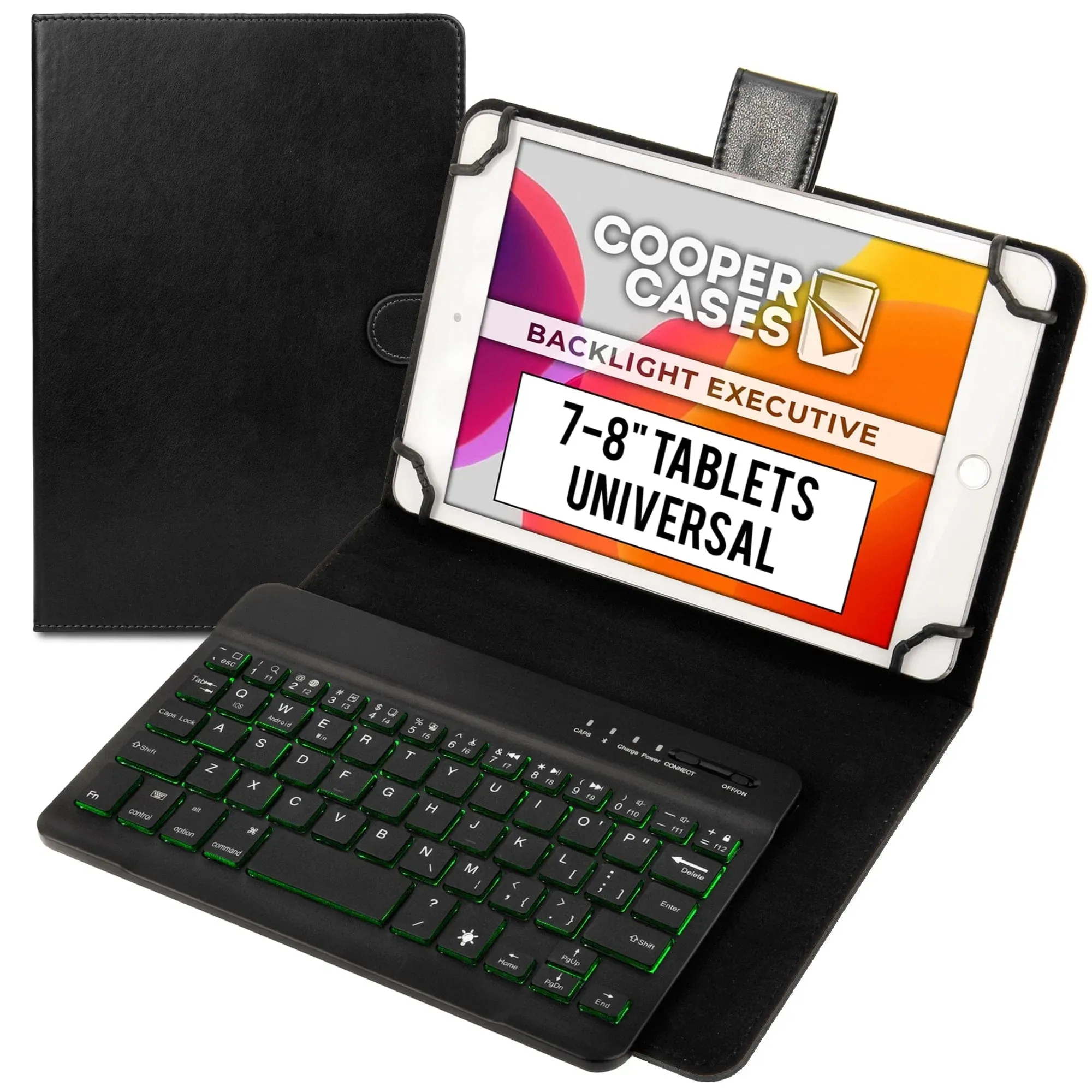 Cooper Backlight Executive Universal Bluetooth Keyboard Folio for 7-8" Tablets (with Backlit keys)