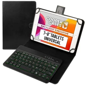 Cooper Backlight Executive Universal Bluetooth Keyboard Folio for 7-8" Tablets (with Backlit keys)