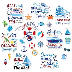 Copkim 25 Pcs Cruise Door Magnets Refrigerator Cruise Ship Door Magnets Magnetic Cruise Door Decor Funny Sea Navigation Fridge Stickers Door Carnival Decorations Accessories for Cabin Party Supplies