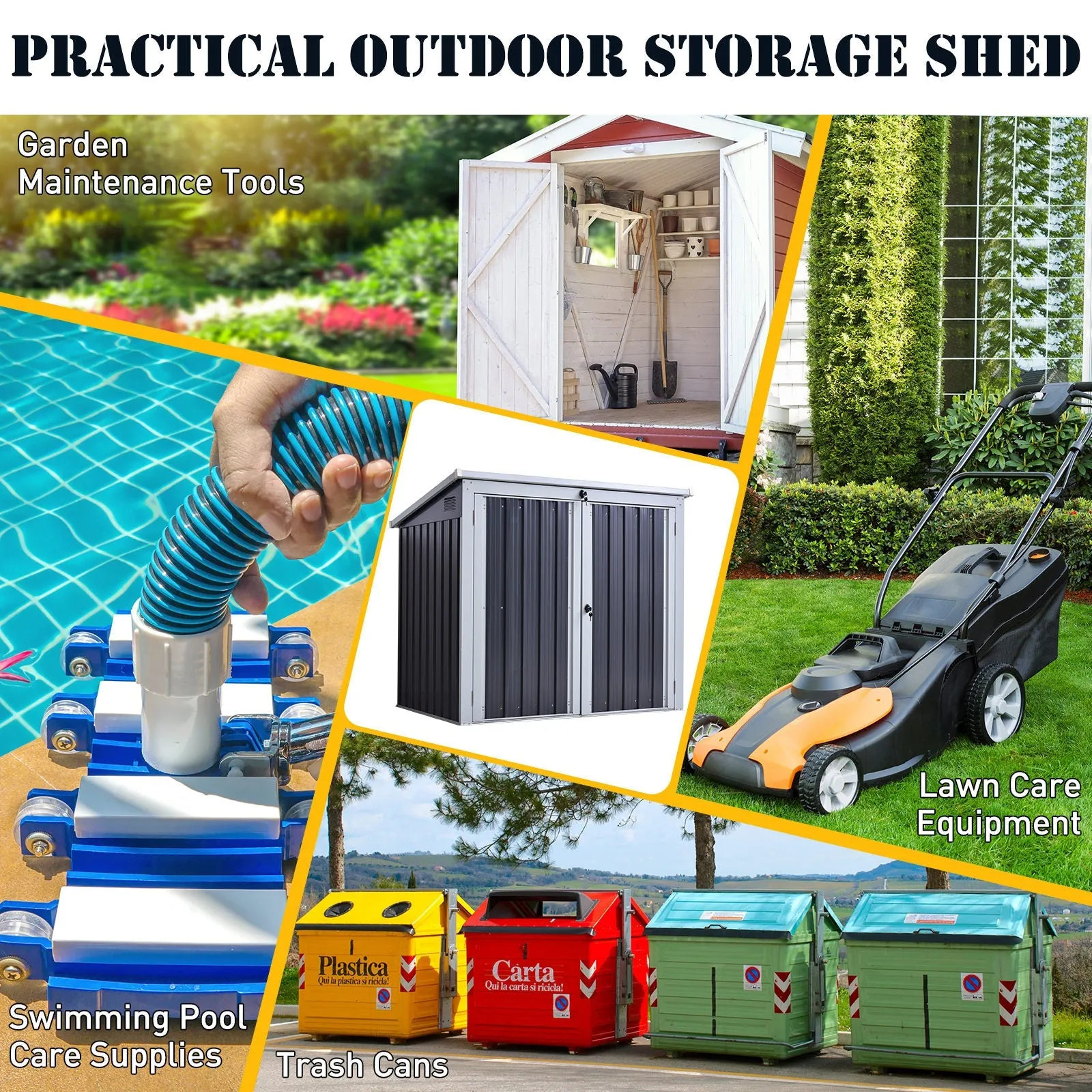 Corrugated 3.2 x 5.1' Double Door Pent Garden Store Steel Black by Steadfast
