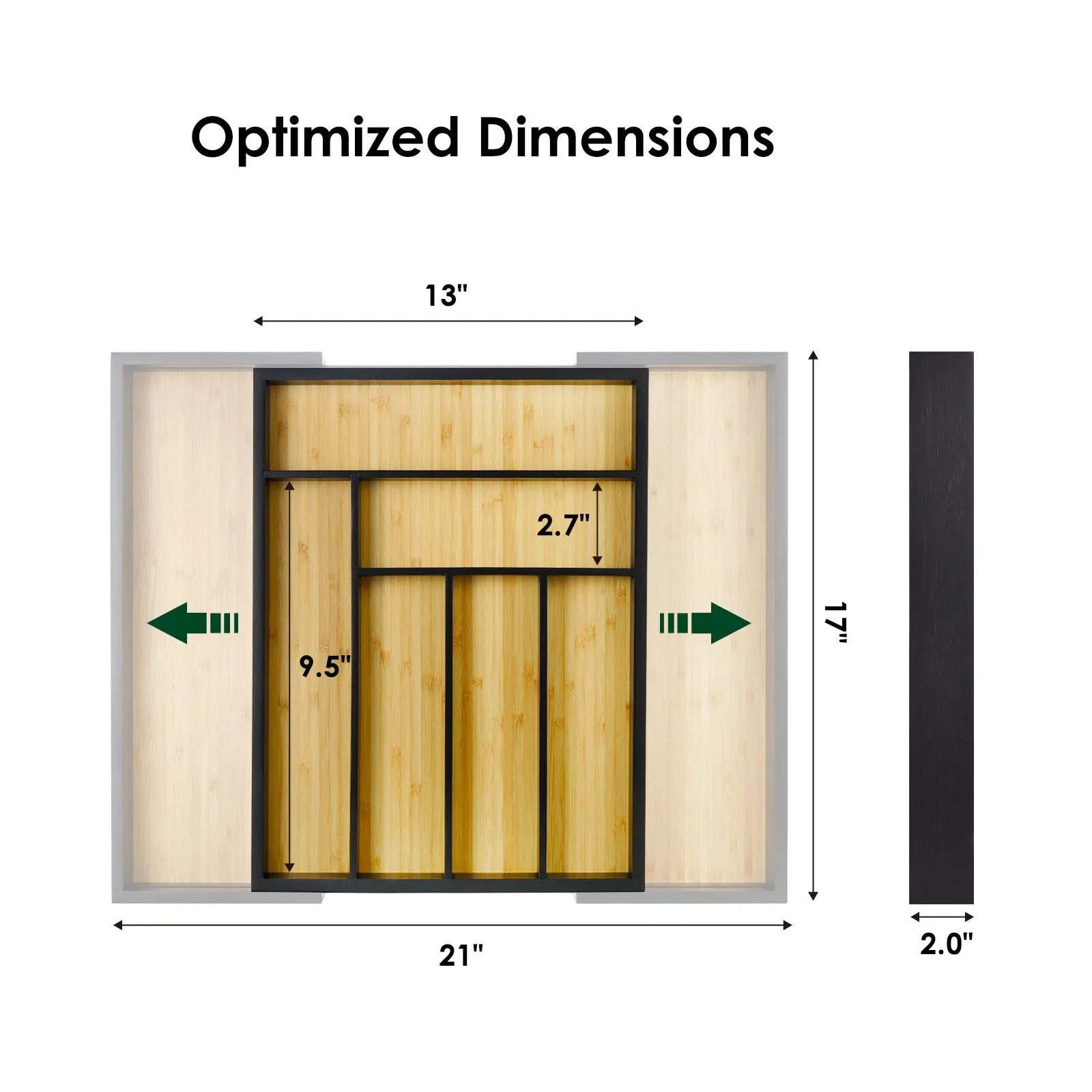 Cozee Bay® Bamboo Drawer Organizers (Black)