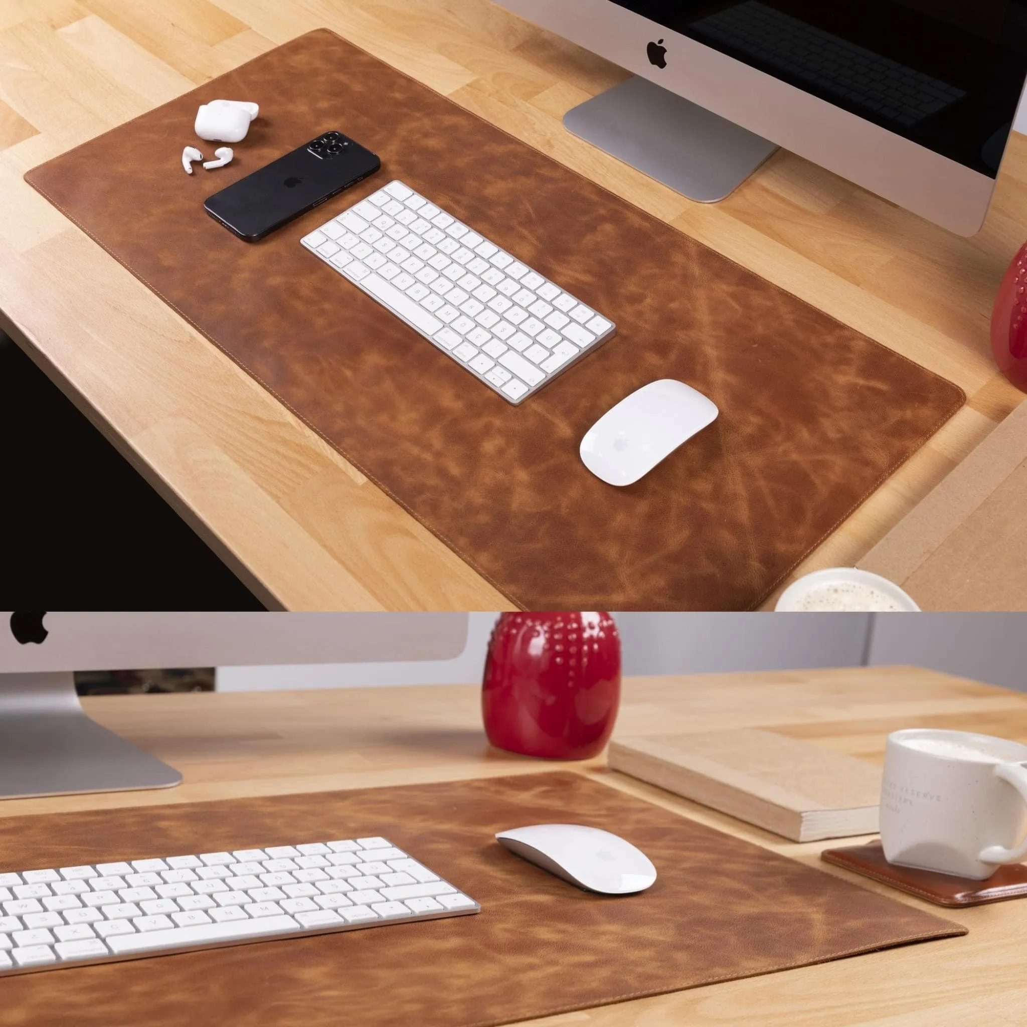 Customizable Full Grain Leather Deskmat, Desk Pad