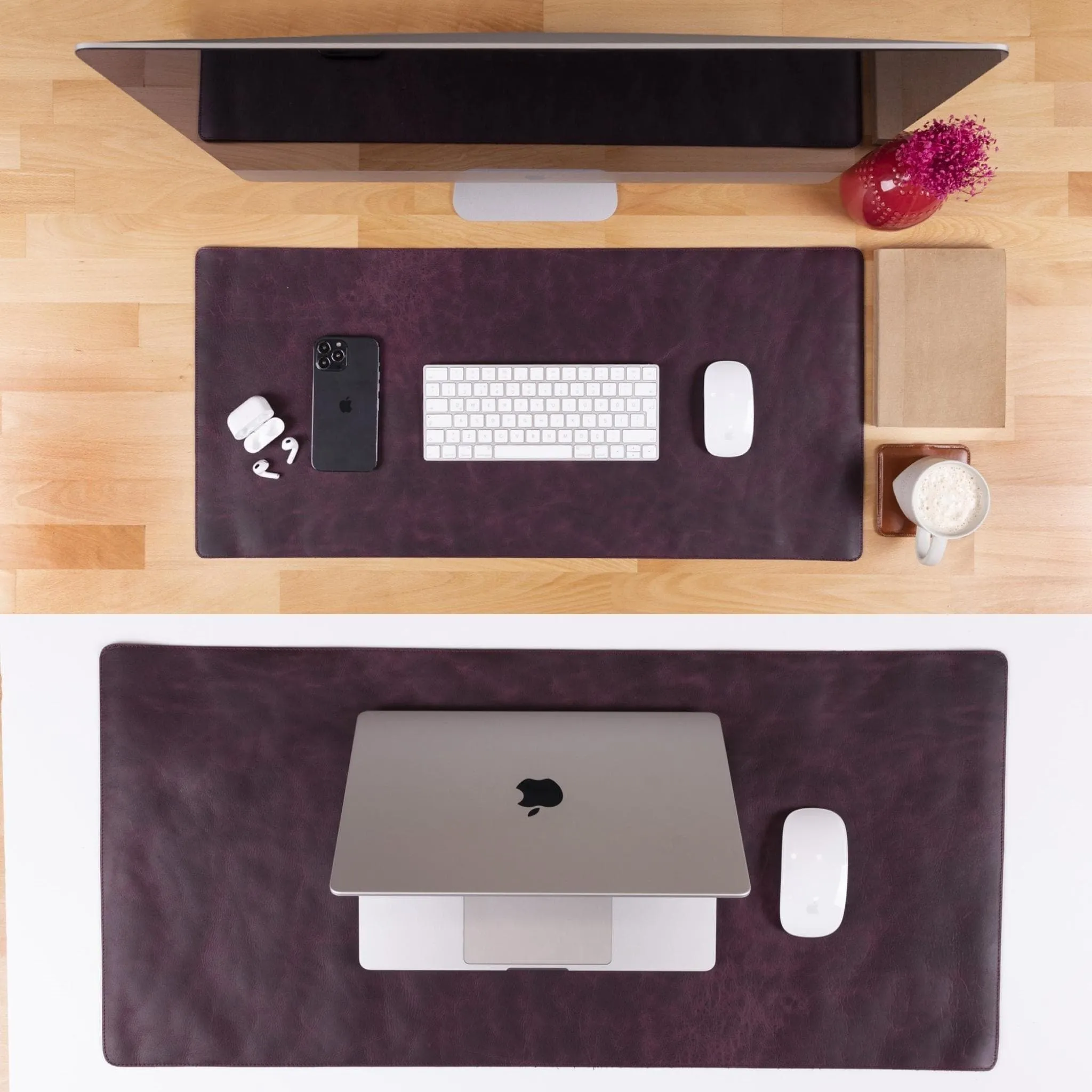 Customizable Full Grain Leather Deskmat, Desk Pad