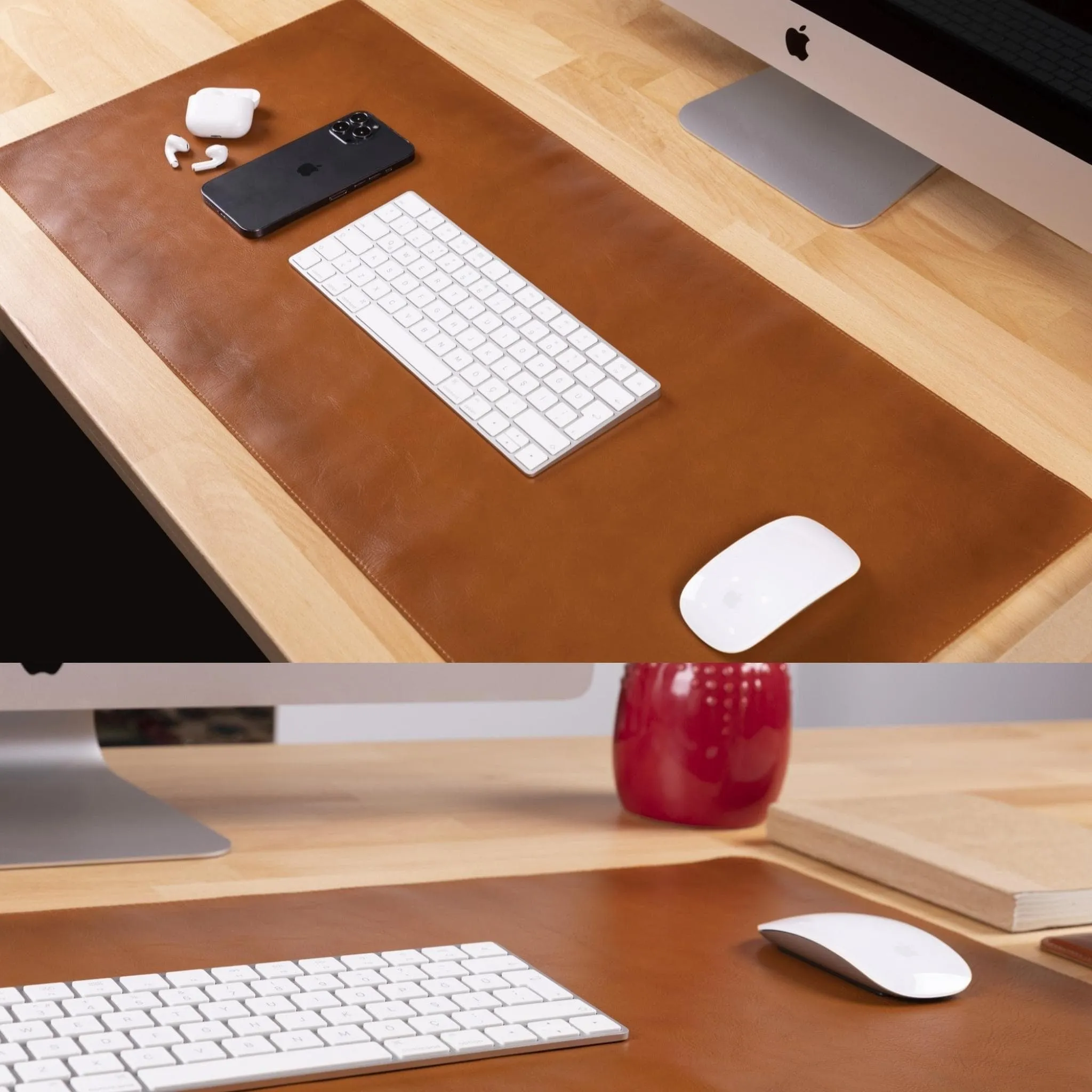 Customizable Full Grain Leather Deskmat, Desk Pad