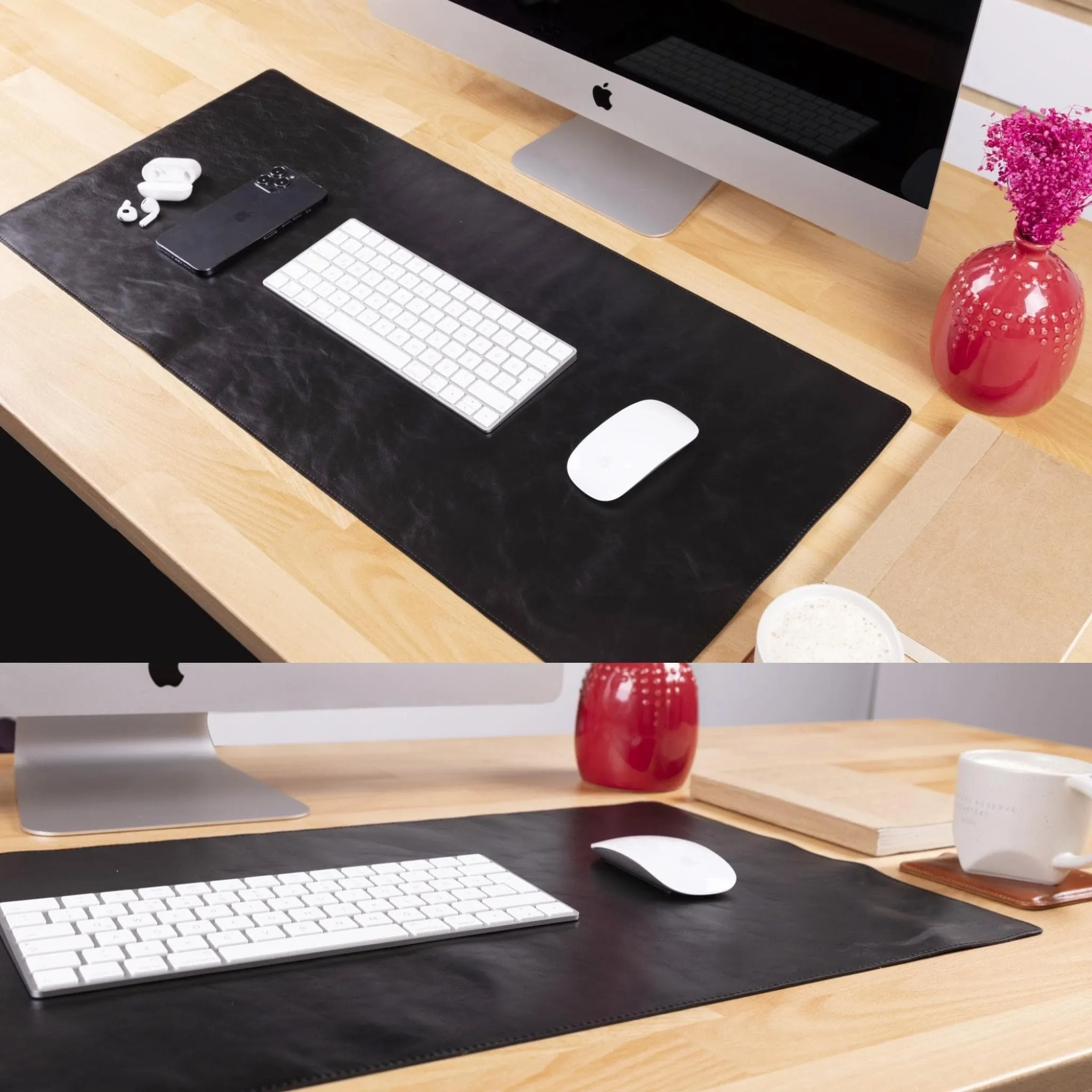 Customizable Full Grain Leather Deskmat, Desk Pad