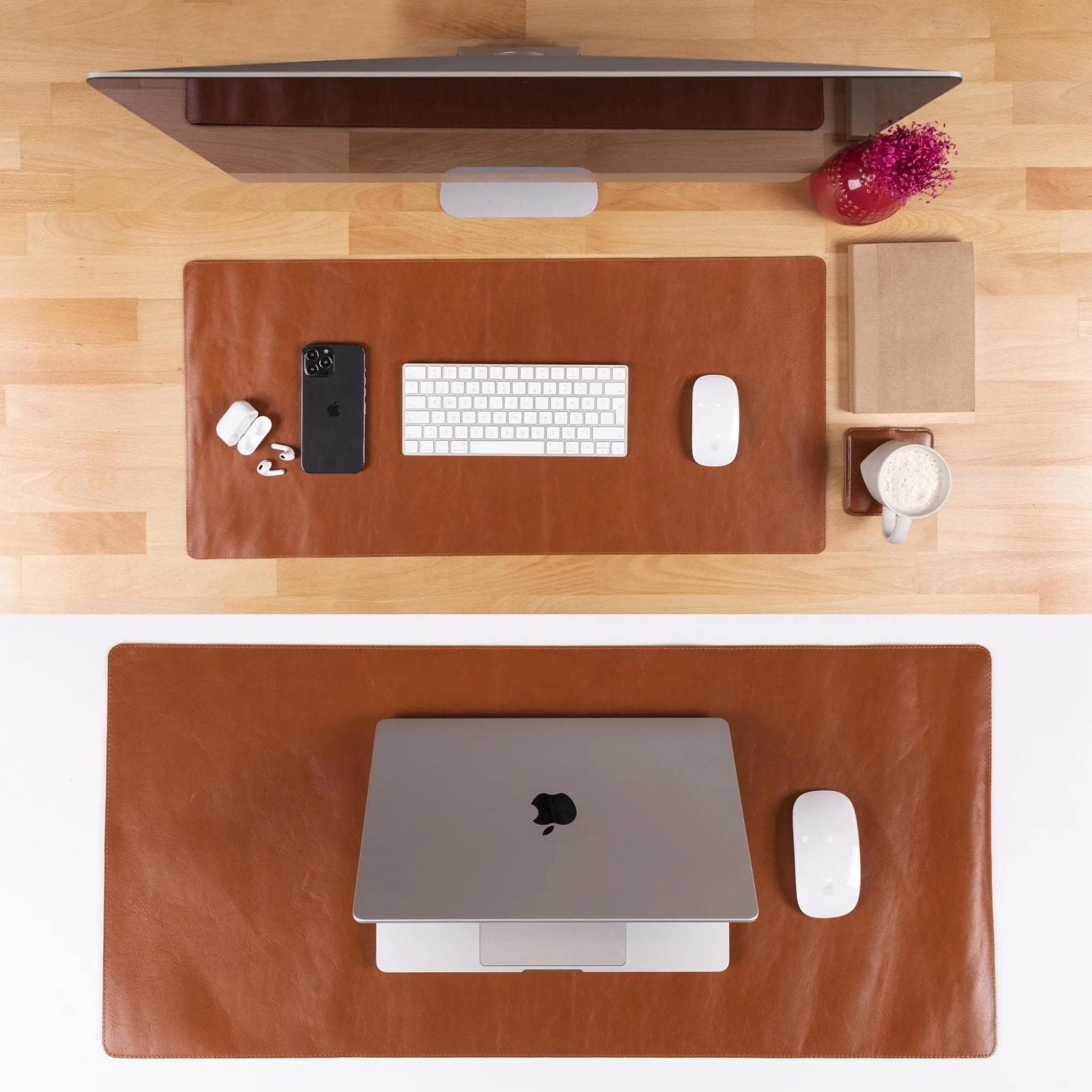 Customizable Full Grain Leather Deskmat, Desk Pad