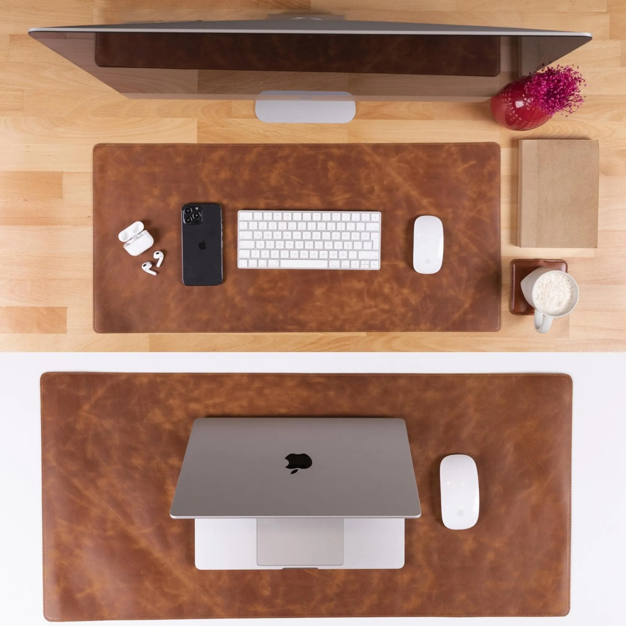 Customizable Full Grain Leather Deskmat, Desk Pad