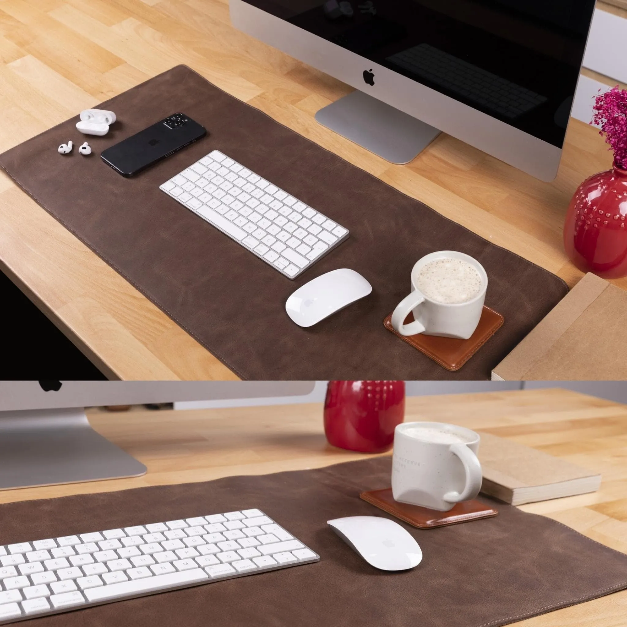 Customizable Full Grain Leather Deskmat, Desk Pad