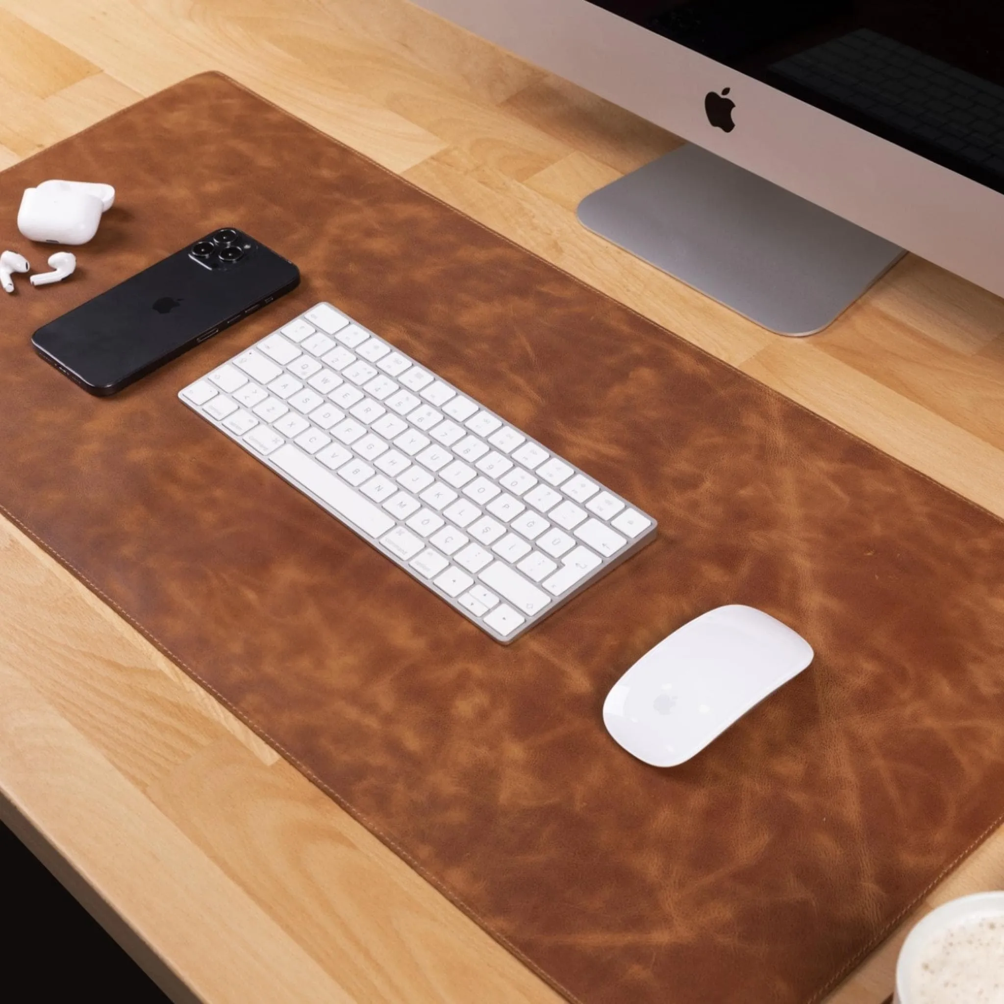Customizable Full Grain Leather Deskmat, Desk Pad