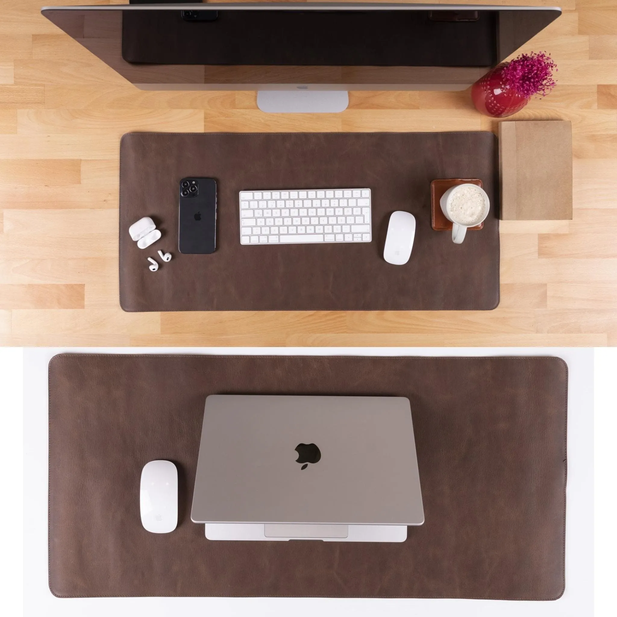 Customizable Full Grain Leather Deskmat, Desk Pad