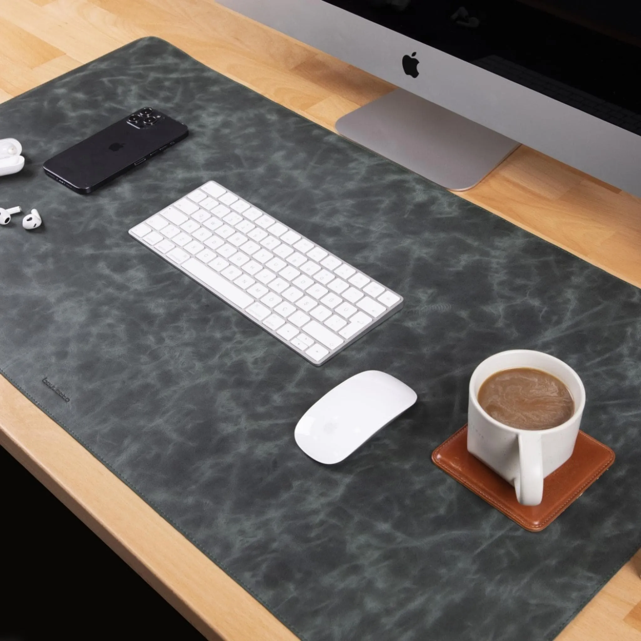 Customizable Full Grain Leather Deskmat, Desk Pad