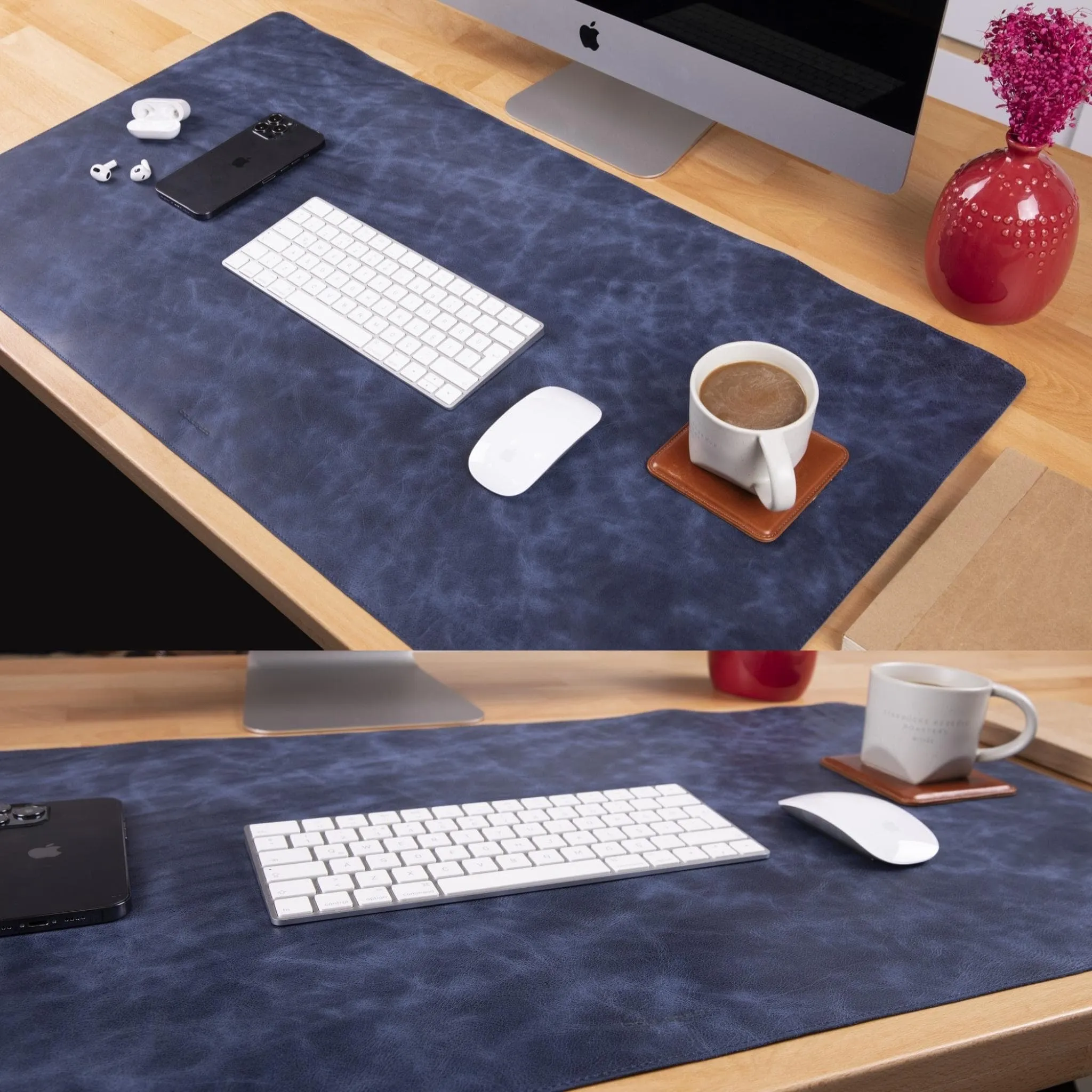 Customizable Full Grain Leather Deskmat, Desk Pad