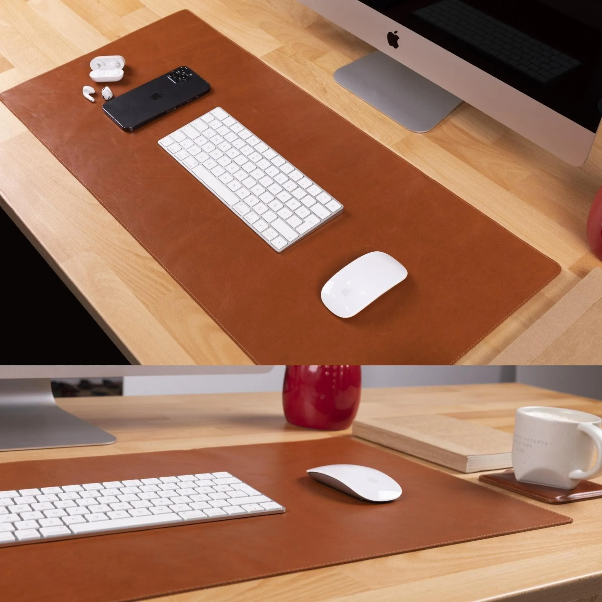 Customizable Full Grain Leather Deskmat, Desk Pad