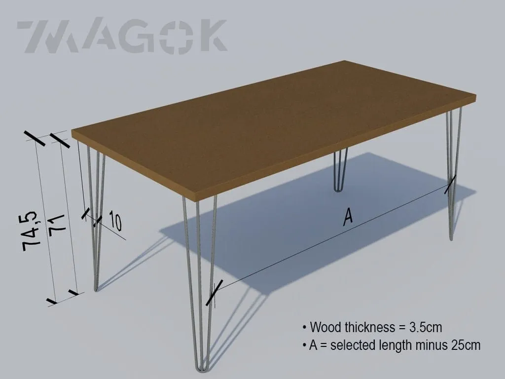 Desk on Hairpin Legs, Solid Authentic Reclaimed Wood  / RECLAIMED Collection