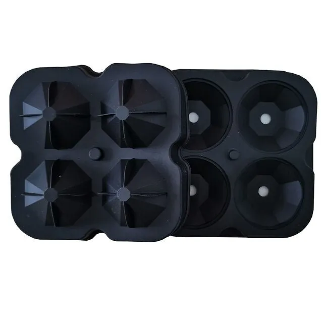 Diamond Ice Mold - 4 Hole Flexible Silicone Ice Mold Tray