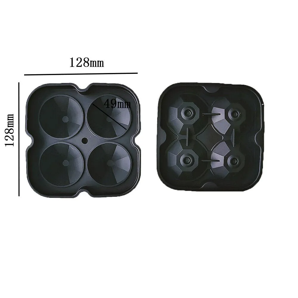 Diamond Ice Mold - 4 Hole Flexible Silicone Ice Mold Tray