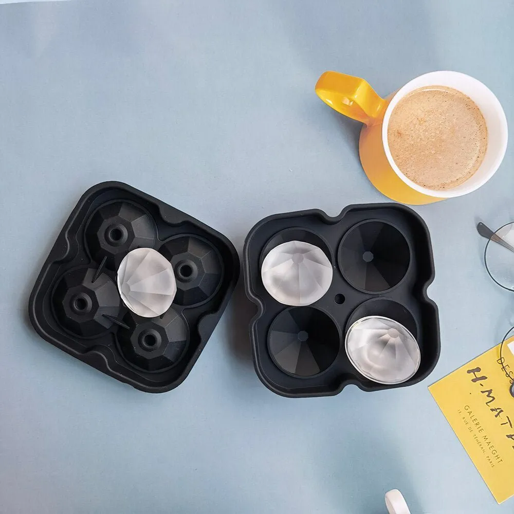 Diamond Ice Mold - 4 Hole Flexible Silicone Ice Mold Tray
