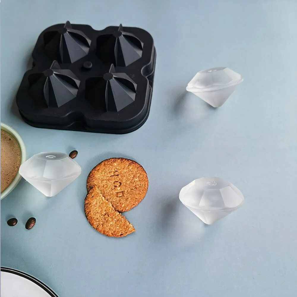 Diamond Ice Mold - 4 Hole Flexible Silicone Ice Mold Tray
