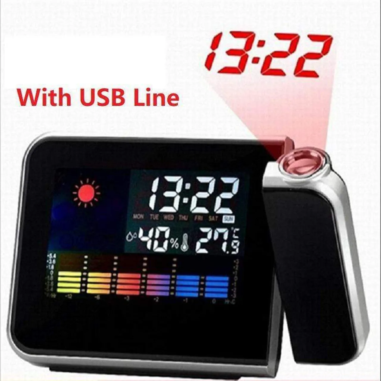 Digital Weather Lcd Projector Clock