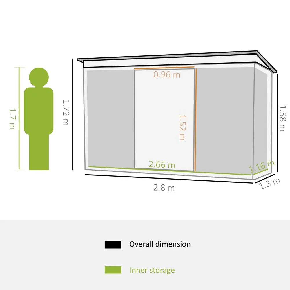 Durable 9x4ft Corrugated Metal Shed with Ventilated Doors - Green