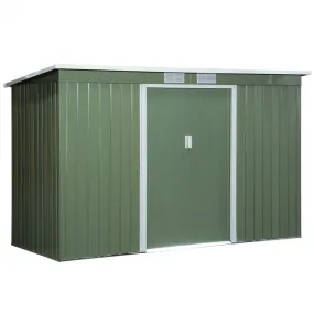 Durable 9x4ft Corrugated Metal Shed with Ventilated Doors - Green