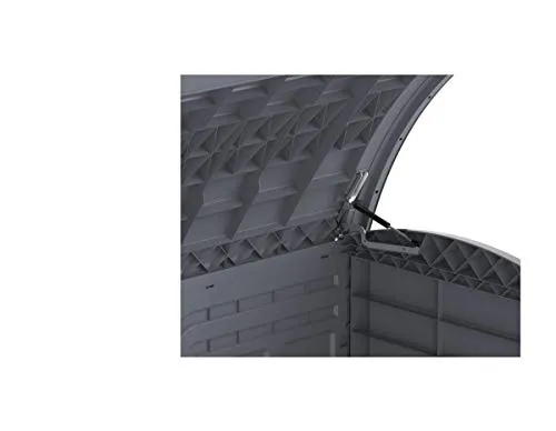 Duramax Cedargrain StoreAway 1200L Plastic Garden Storage Shed/ Arc Lid, Outdoor Storage, Wheelie bin box, Durable Construction– Ideal for Tools, Bikes, BBQs & 2x 240L Bins, 145x85x125 cm, Grey