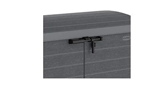 Duramax Cedargrain StoreAway 1200L Plastic Garden Storage Shed/ Arc Lid, Outdoor Storage, Wheelie bin box, Durable Construction– Ideal for Tools, Bikes, BBQs & 2x 240L Bins, 145x85x125 cm, Grey