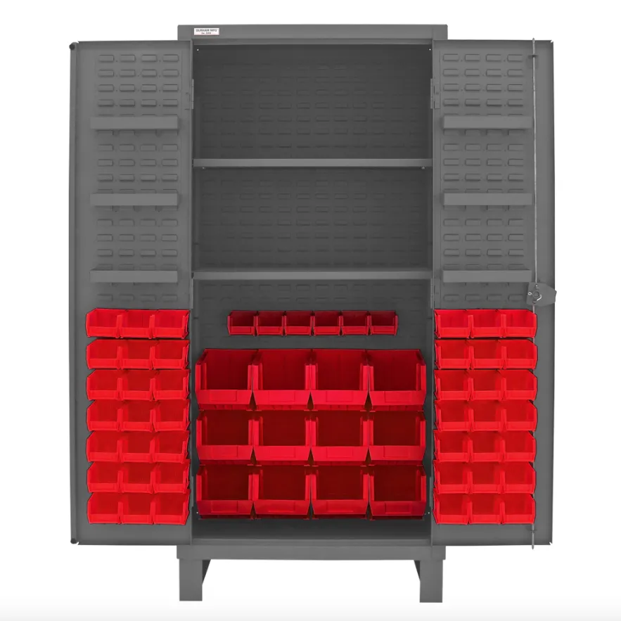 Durham HDC36-60-2S6D1795 Cabinet, 12 Gauge, 2 Shelves, 6 Door Shelves, 60 Red Bins, 36 X 24 X 78