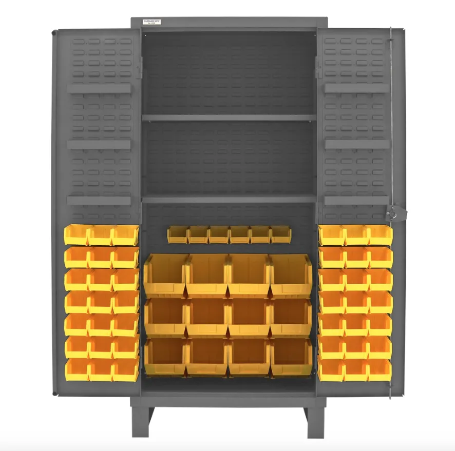 Durham HDC36-60-2S6D95 Cabinet, 12 Gauge, 2 Shelves, 6 Door Shelves, 60 Yellow Bins, 36 X 24 X 78