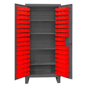 Durham HDC36-96-4S1795 Cabinet, 12 Gauge, 4 Shelves, 96 Red Bins, 36 X 24 X 78