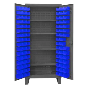 Durham HDC36-96-4S5295 Cabinet, 12 Gauge, 4 Shelves, 96 Blue Bins, 36 X 24 X 78