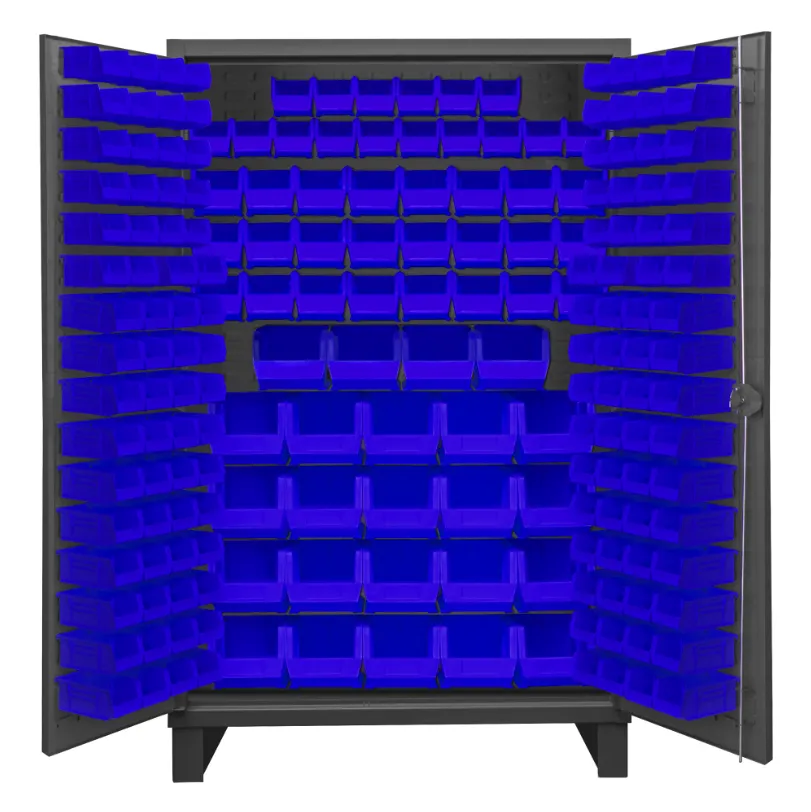 Durham HDC48-192-5295 Cabinet, 12 Gauge, 192 Blue Bins, 48 X 24 X 78