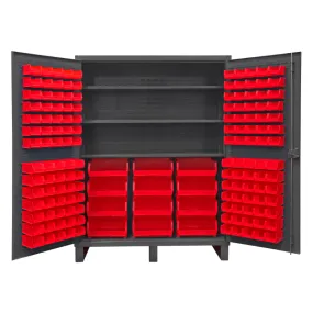 Durham HDC60-156-3S1795 Cabinet, 12 Gauge, 3 Shelves, 156 Red Bins, 60 X 24 X 78